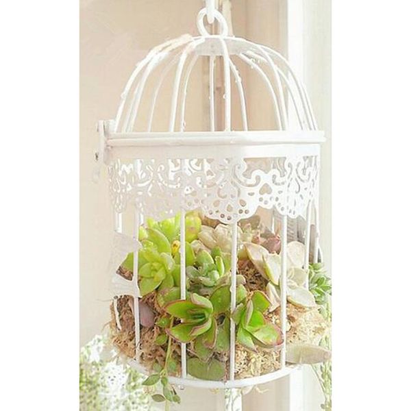 

2pcs iron birdcage shape succulent pot metal hanging planter plant holder