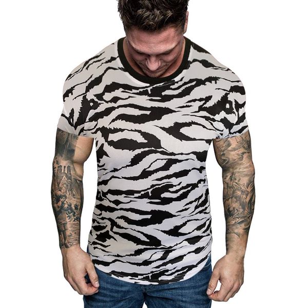 

2019 new leopard men tshirts camiseta masculina fashion men printing creative o neck casual short shirts blouse streetwear#8, White;black
