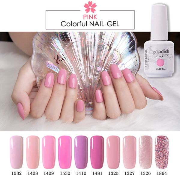 

arte clavo 15ml nail gel polish pink nude colors nails soak off uv led nail polish semi permanent 179 color art gel lacquer, Red;pink