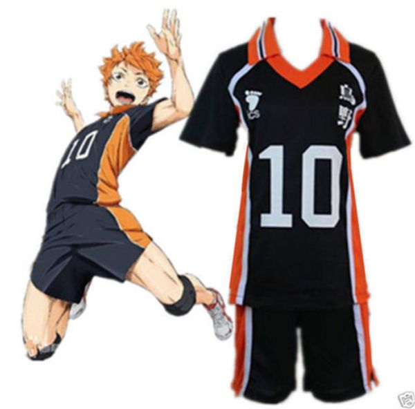 

haikyuu shouyou hinata karasuno волейбол no.10 uniform джерси косплей, Black;red