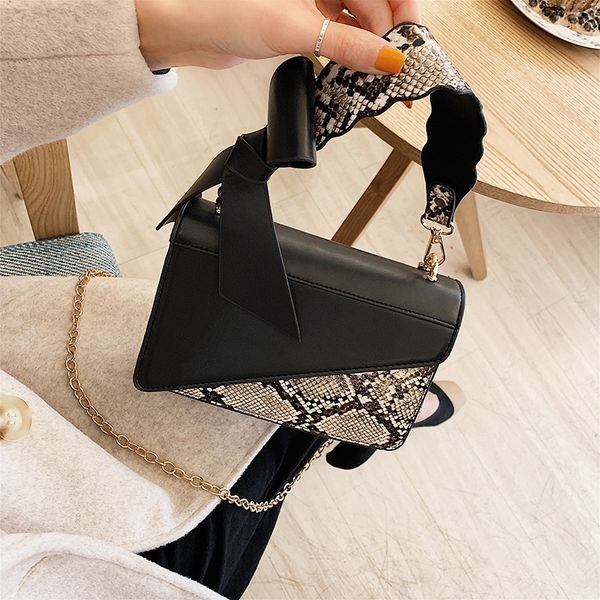 

women's shoulder small square 2020 fashionable bowknot portable small square bag versatile serpentine chain shoulder messenger bag