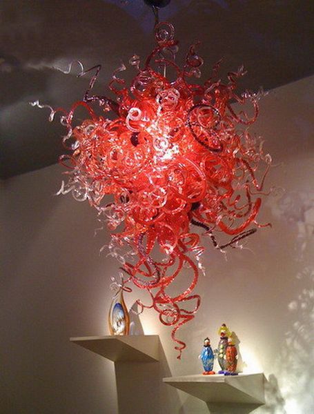 

red glass light chandelier led light source dale chihuly style hand blown murano glass haning chandelier