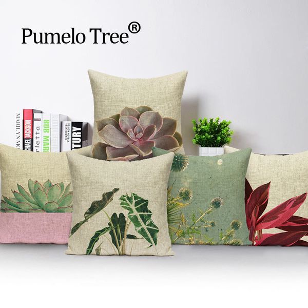 

plant green leaf pillow cover 45*45 beach relax cushion cover pineapple linen funny wedding gifts custom throw pillow