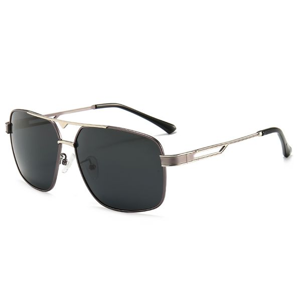 

men outdoor's square shape sunglasses with polarization lens branded box and case uv400 protection metal frame manly style sunglasses, White;black