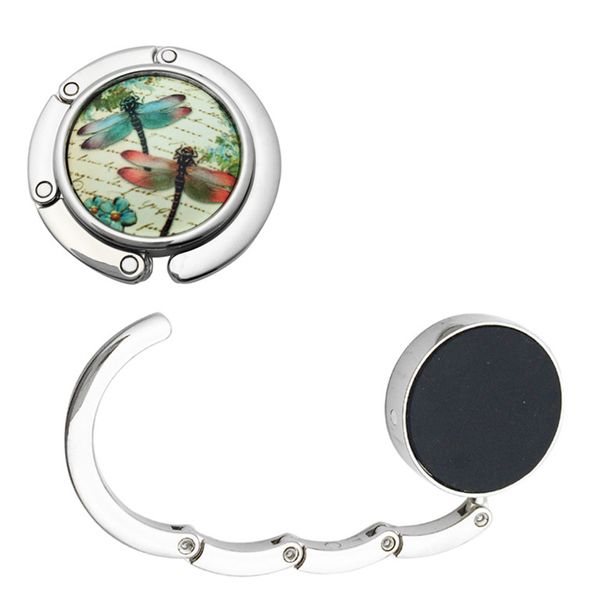 

purse hanger portable ceramic folding dragonfly table mounted peacock round delicate travel handbag hook lightweight holder, Black