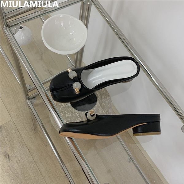 

хорошая кожа 2020 корейский моды comfy донные круглые каблуки конфеты шариков женщины трусы насосы мокасины мулов сандалии флип-флоп casual, Black