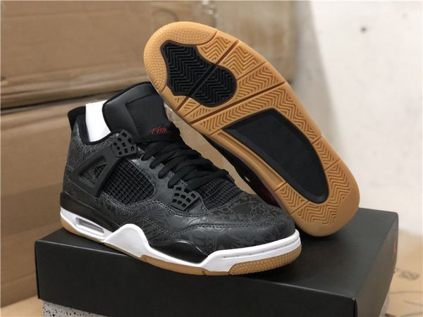 

2019 air authentic 4 se laser black gum light brown retro man women basketball shoes sports ci1184-001 with original box size 40-47