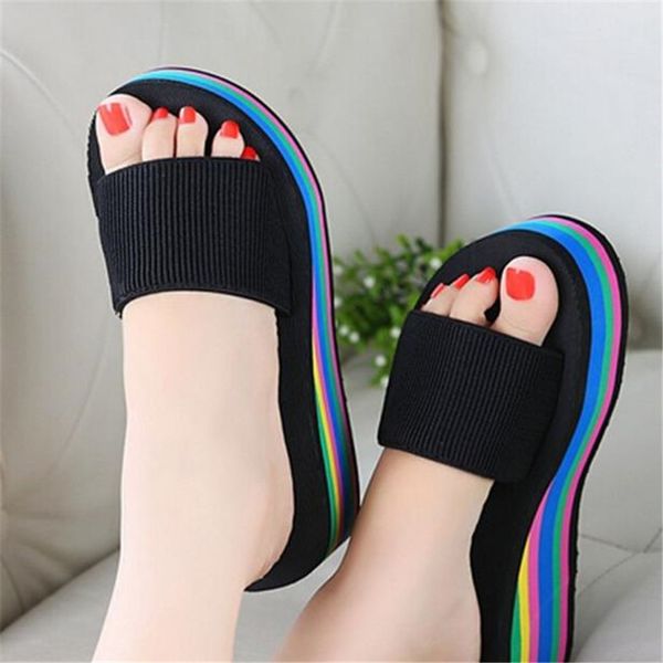 

women rainbow summer non-slipfenty beauty sandals female slides beach slippers schoenen vrouw sapato feminino buty damskie e0213, Black