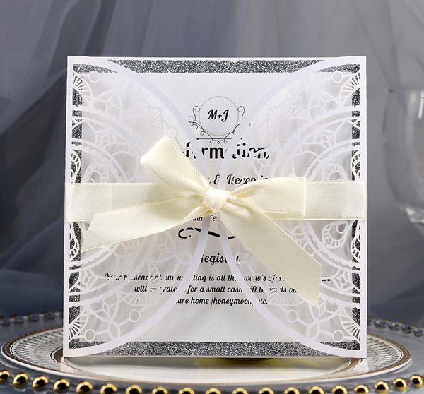 

50pcs fancy hollow lace card romance baroque invitation card greeting customize business with rsvp party supplies