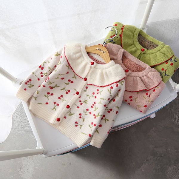 

2019 new autumn winter item girl sweet print sweaters cute outwear, Blue
