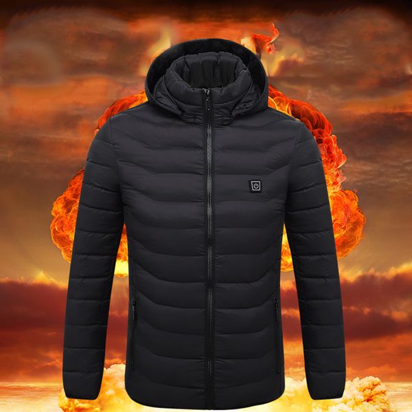 

feitong winter men's smart usb abdominal back electric heating warm down cotton jacket coats and jackets#g35, Black;brown