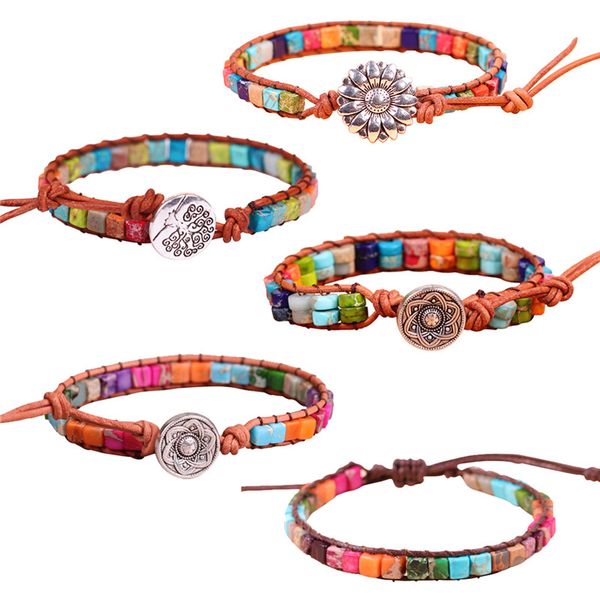 

chakra bracelet natural yoga balancing healing lucky charm beads leather charm bracelet womens bracelets 2019 bracelets bangles, Golden;silver