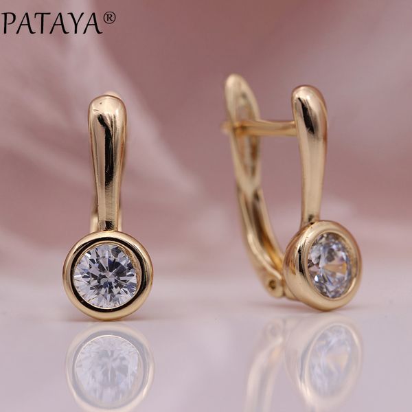 

pataya new big white natural zircon dangle earrings women fashion jewelry 585 rose gold wedding party unique cute fine earrings, Silver