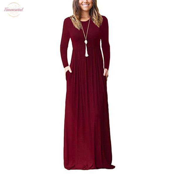 

femme plus size pockets long maxi dress twill solid long sleeve casual dresses winter autumn o neck women dresses robe femme gv812, Black;gray