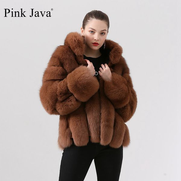 

pink java qc19018 2019 new arrival real fur coat women winter thick fur fashion coat luxury dress stand collar, Black