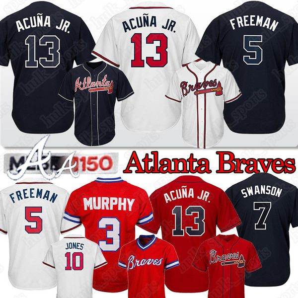 

Atlanta Jersey Braves 13 Ronald Acuña Jr Jersey 5 Freddie Freeman 3 Dale Murphy 10 Chipper Jones Baseball Jerseys