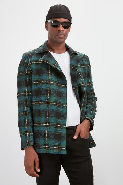 

trendyol мужской плед new coat tmnaw20kb0174, Black;brown