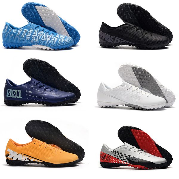 

mens soccer shoes mercurial vapors 13 pro tf indoor soccer cleats cr7 cristiano ronaldo football boots njr neymar scarpe calcio, Black