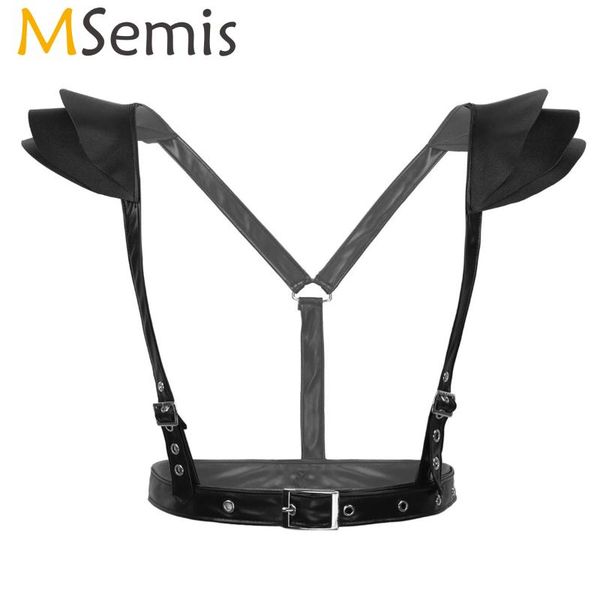 

черная женщина кожезаменитель top тело chest harness ремень с ярусами плеча броня backless open грудь бюстгальтер открытой упряжью, Red;black