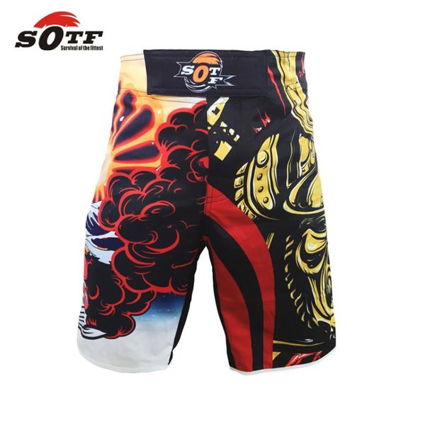 

sotf survival of the fittest breathable cotton boxer shorts sports training tiger muay thai boxing clothing fight shorts, Blue