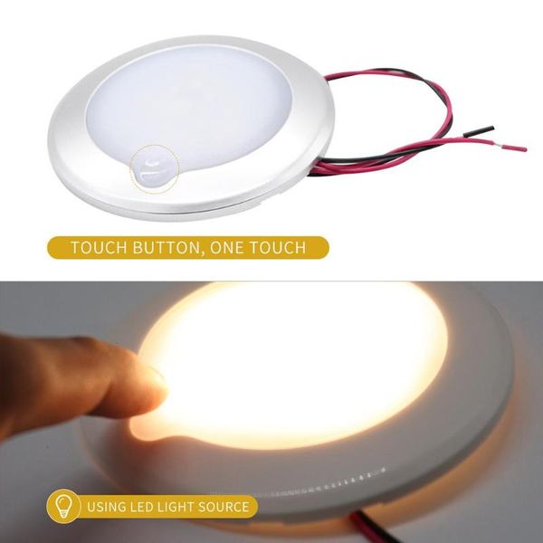 

vodool 12v led car interior lighting lamp 2.4w 3000k touch inside rv roof light kit for rv camper van boat trailer bright white