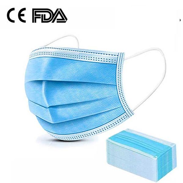 

fda ce certificatio 3 layers disposable dustproof face mouth mask windproof pm2.5 anti-fog outdoor safety masks home bacteria proof