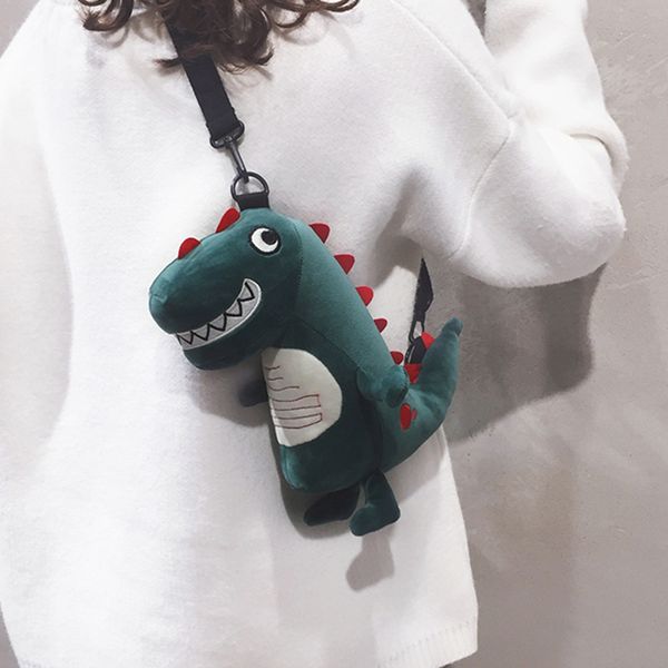 

small dinosaur bag cartoon cute girl small bag plush shoulder slant purse