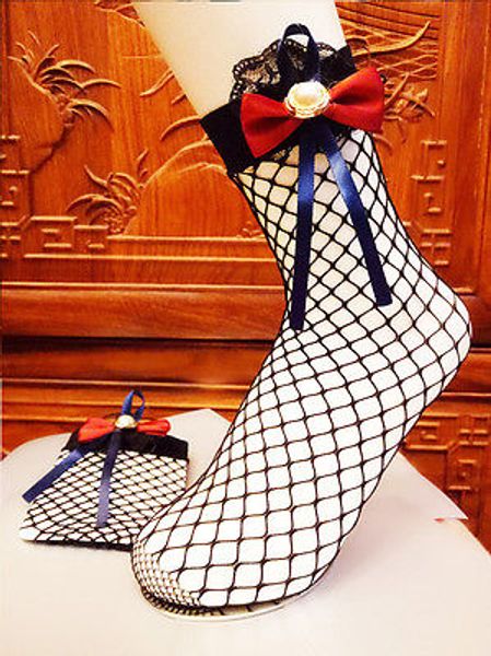 

clearancce buy one get one fashion women girls red bowknot fishnet ankle socks lace floral mesh short socks sml