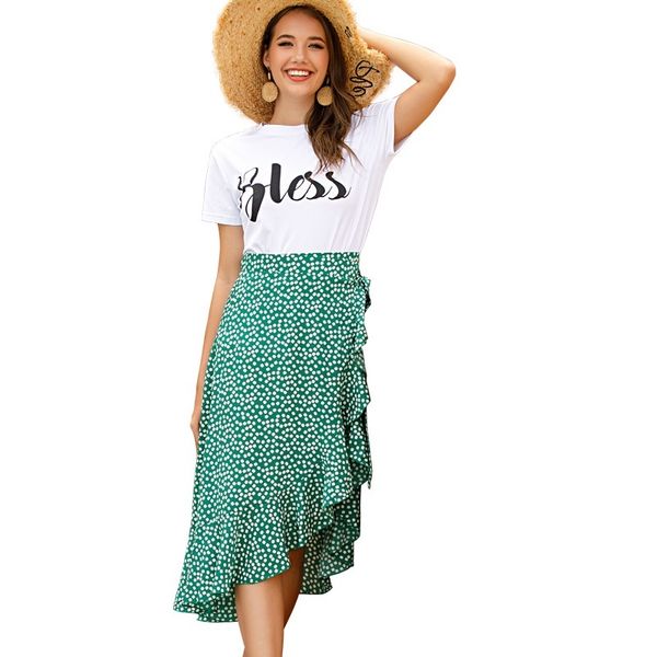 

skirts womens skirt chiffon women high waist irregular ruffle plus size, Black