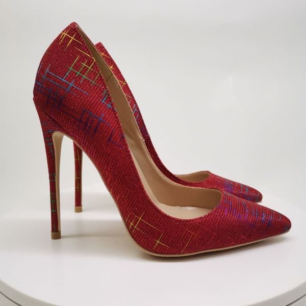 

Красные французские туфли на высоком каблуке с блестками, 12 см тонкий каблук, 10 см