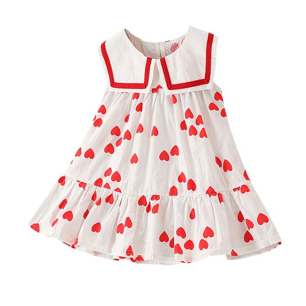 

dfxd summer kids clothes toddler girls dresses casual sleeveless soilor collar heart print vest dress for 1-7t outfit vestido, Red;yellow