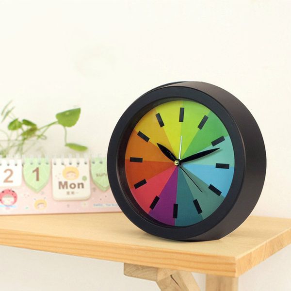 

alarm clock ultra quiet small alarm clock abs pointer scanning movement wall bedroom simple modern rainbow