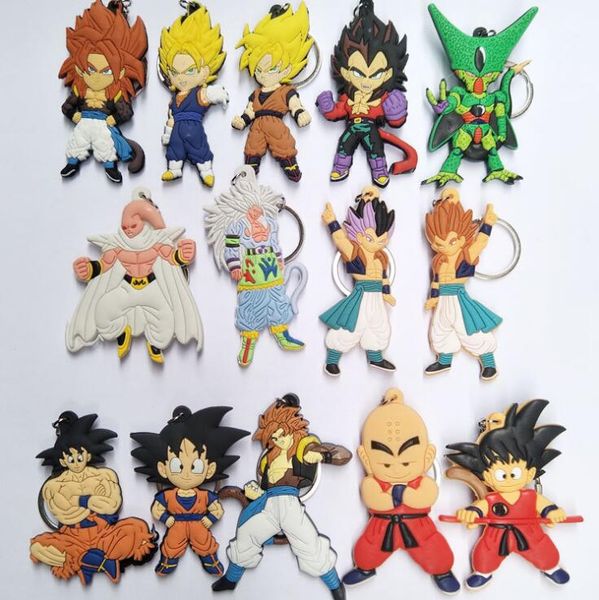 

anime figure dragon ball keychain pvc silicone goku vegeta key chain 3d double side cartoon key ring kid trinket gift key holder