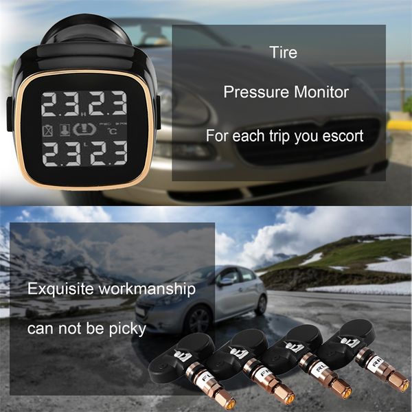 

universal tpms tyre pressure monitoring system real-time cigarette lighter with 4 external sensors lcd digital display