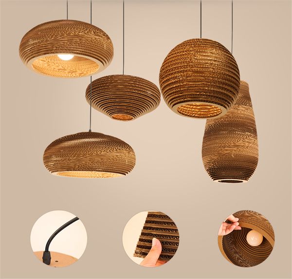 Vintage Paper Honeycomb Led Pendant Lights Modern Living Room Restaurant Indoor Bar Pendant Lamps Decoration Lighting Luminaire Glass Pendant Light