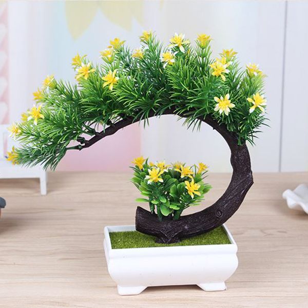 

realistic artificial plant simulated greeting guests pine bonsai potted decor
