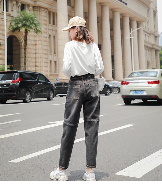 

dark ash women's tailored waist and hip princess jeans bk2096, Blue