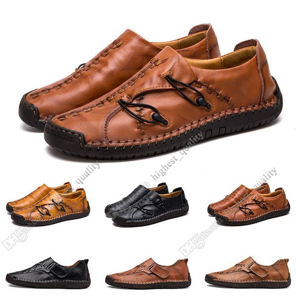 

new hand stitching men's casual shoes set foot england peas shoes leather men's shoes low large size 38-48 thirteen, Black