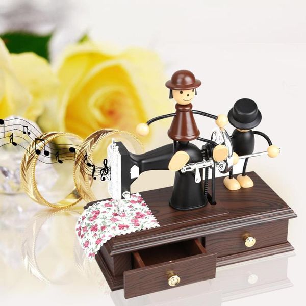 

vintage mini sewing machine shape music box mechanical jewelry boxes birthday christmas gift table decor ornament