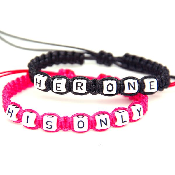 

2pcs/pair couple bracelets black her one and rose red his only rope chains for lovers personalized gift handmade charm bracelets, Golden;silver