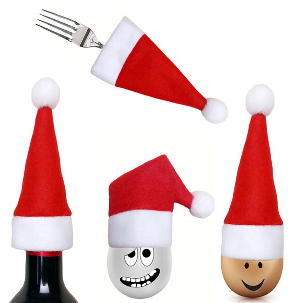 

christmas decorative tableware knife fork set christmas hat storage tool 2019#10