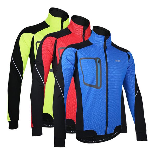 

long sleeve winter warm thermal cycling jacket arsuxeo windproof breathable sport jacket bicycle clothing cycling mtb jersey 3 color, Black;white