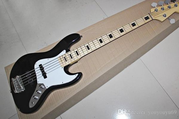 

personalizado 5 cordas black bass guitarra eltrica com pickguard branco maple fretboard black block inlay oferta personalizada servios