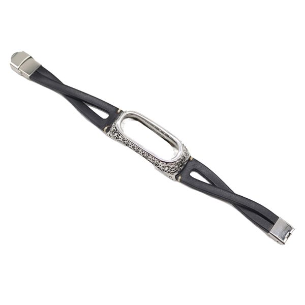 

for mi band 3 bracelet leather strap with metal shell for xiaomi mi band 3 wristband replace strap for mi band 3 accessories