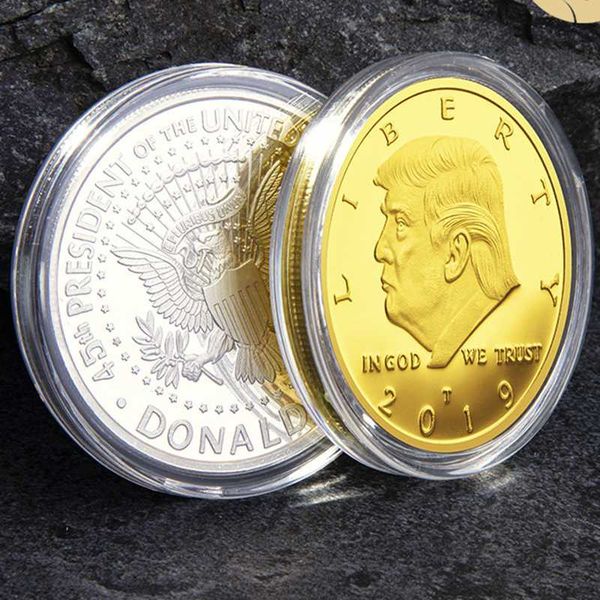 

монеты трампа 2019 золото серебро металл craft badge американский 45-й президент дональд скульптура памятная монета без валюты