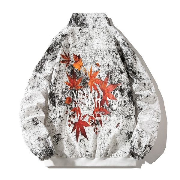 

кленовый принт мужские куртки и пальто весна осень молния повседневные свободные мужские бомберы куртки chamarras para hombre, Black;brown