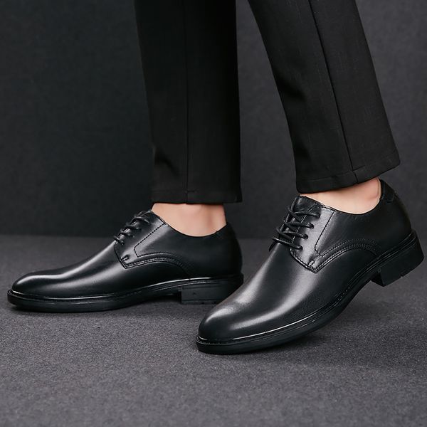 

new brand men sneakers winter men business flats shoes lace-up leather shoes microfiber leather casual %9735, Black