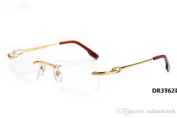 

fashion men optical frame glasses rimless gold metal buffalo horn eyewear clear lenses sunglasses occhiali lentes lunette de soleildr37624, White;black