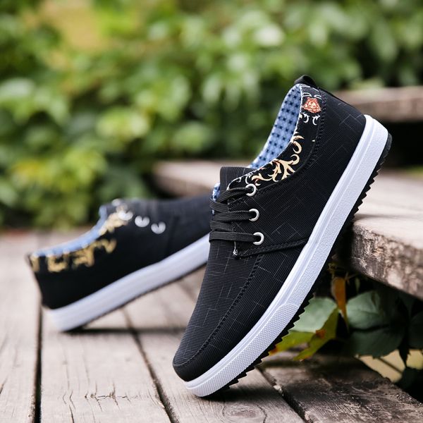 

2019 summer new korean plate shoes leisure sports shoes men's students canvas low trend breathable men, Black