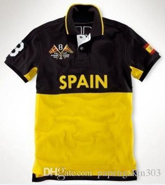 

spain men polo shirt big horse embroidery fashion cotton jersey t-shirts sui australia norway russia ger mexico italia uae usa, White;black